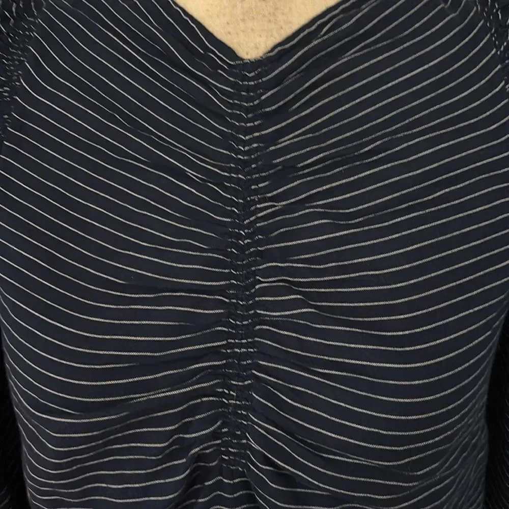 Ulla Johnson Striped Navy Top with Puff Sleeves, US2